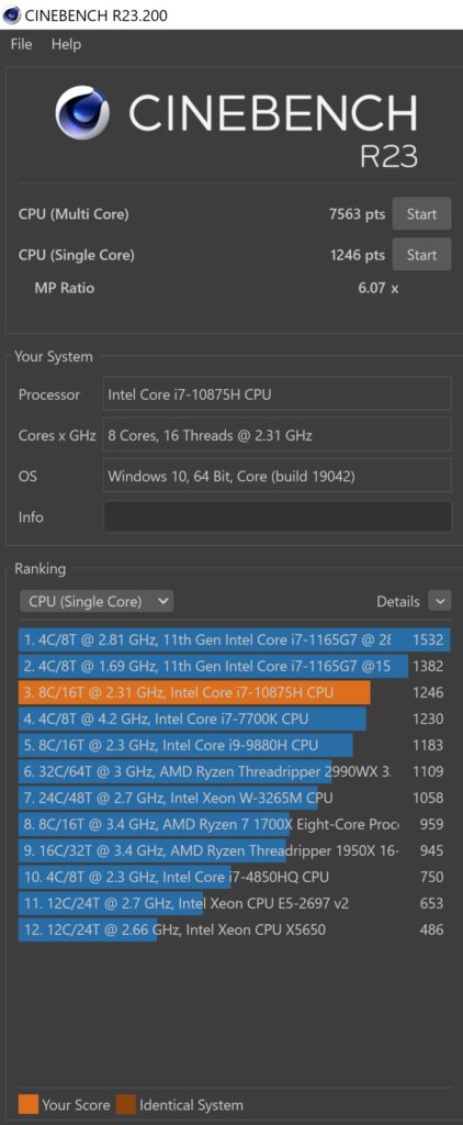 DELL XPS15 CINEBENCH